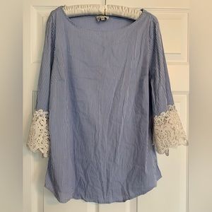 GUC Grand & Greene pinstriped bell sleeve blouse size medium